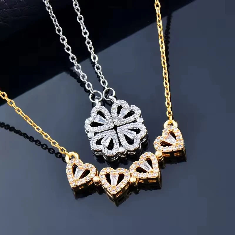 Collar Trébol de la Suerte + Rosa Eterna