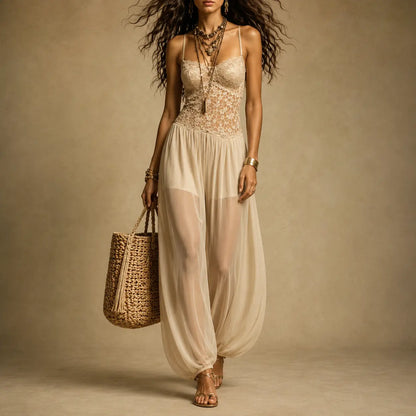 Laia | Jumpsuit halter elegante con encaje